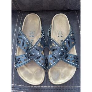 Betula by Birkenstock Rhinestone Jewel Embellished Leather Sandals Sz 7 EU 38